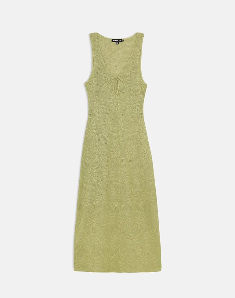 Masela Midi Dress in Sequin Knit Green