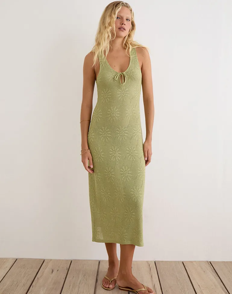 Masela Midi Dress in Sequin Knit Green