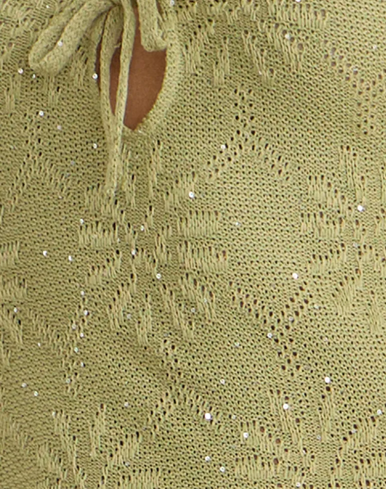 Masela Midi Dress in Sequin Knit Green