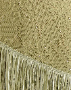 Masina Top With Fringe Hem in Sequin Knit Green