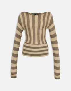 Maude Top in Stripe Taupe and Neutral