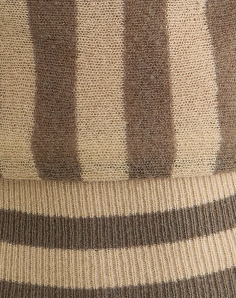 Maude Top in Stripe Taupe and Neutral