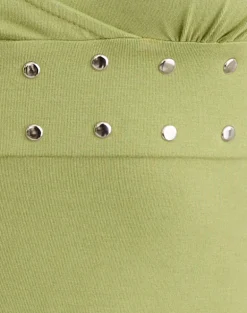Mayoti Top in Rayon Jersey Apple Green with Studs
