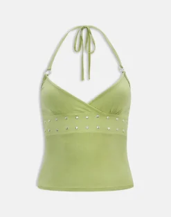 Mayoti Top in Rayon Jersey Apple Green with Studs