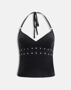 Mayoti Top in Rayon Jersey Black with Studs