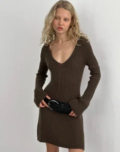 Meghan Mini Dress in Dark Chocolate