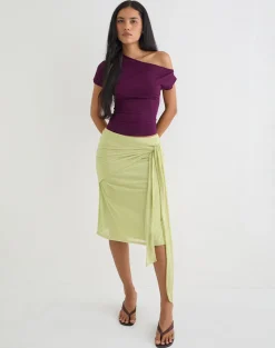Meidina Midi Skirt in Mesh Pistachio