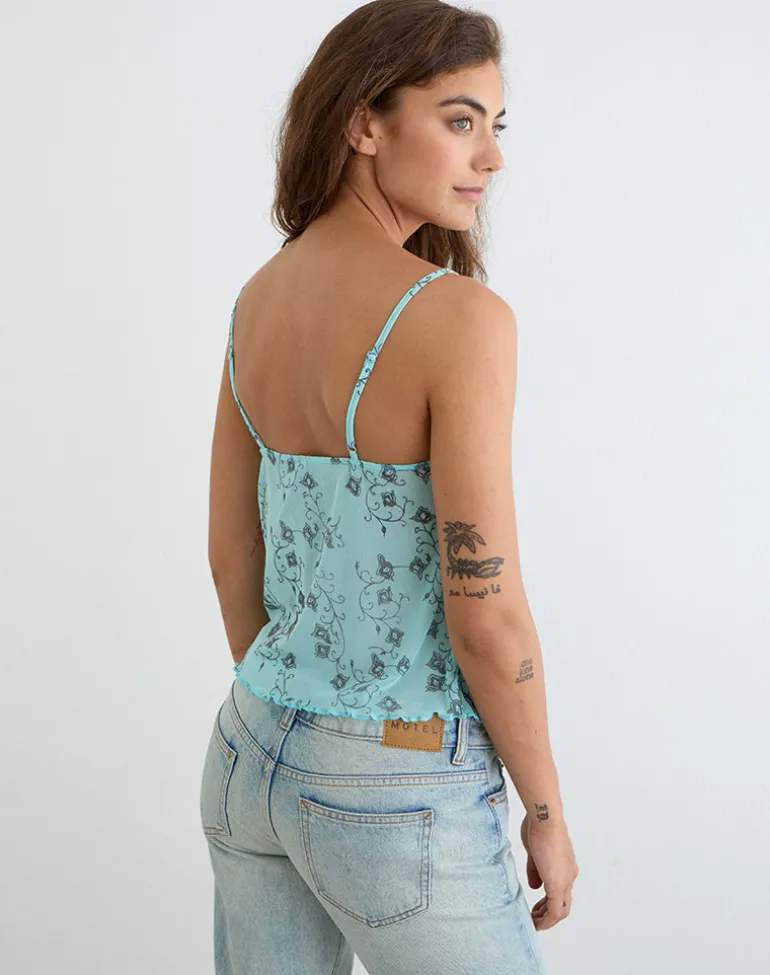 Merida Top in Winding Ivy Blue