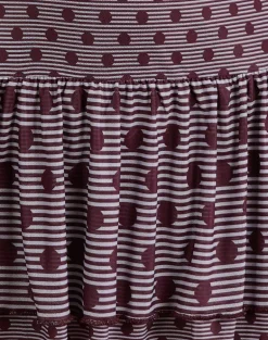 Midea Bandeau Dress in Stripe Polka Plum