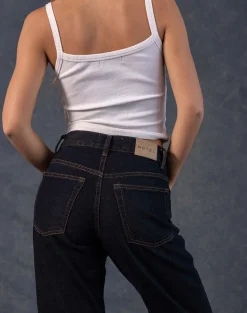 Mid Rise Awkward Parallel Jeans in Indigo