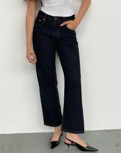 Mid Rise Awkward Parallel Jeans in Indigo