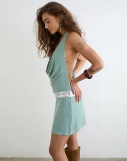 Miharu Mini Dress in Aqua Grey