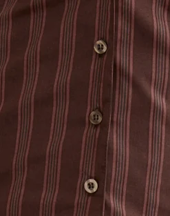 Mikanu Button Down Blouse in Stripe Brown
