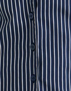 Mikanu Halterneck Blouse in Pinstripe Navy