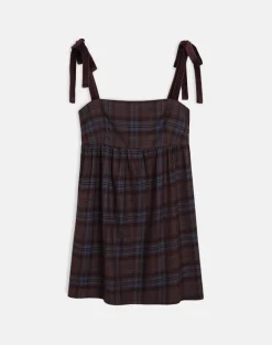 Mikayla Mini Dress in Burgundy and Blue Check