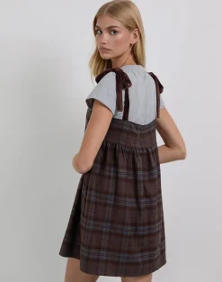 Mikayla Mini Dress in Burgundy and Blue Check