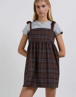 Mikayla Mini Dress in Burgundy and Blue Check