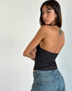 Miken Halterneck Vest Top in Black