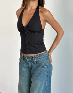 Miken Halterneck Vest Top in Black
