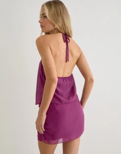 Milaya Mini Dress in Chiffon Berry
