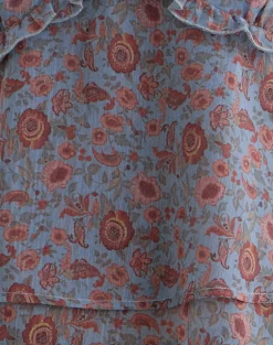 Millar Frill Top in Shadow Blossom Blue Chiffon