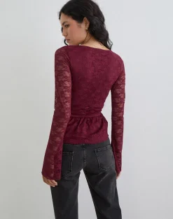 Milna Butterfly Top in Lace Maroon
