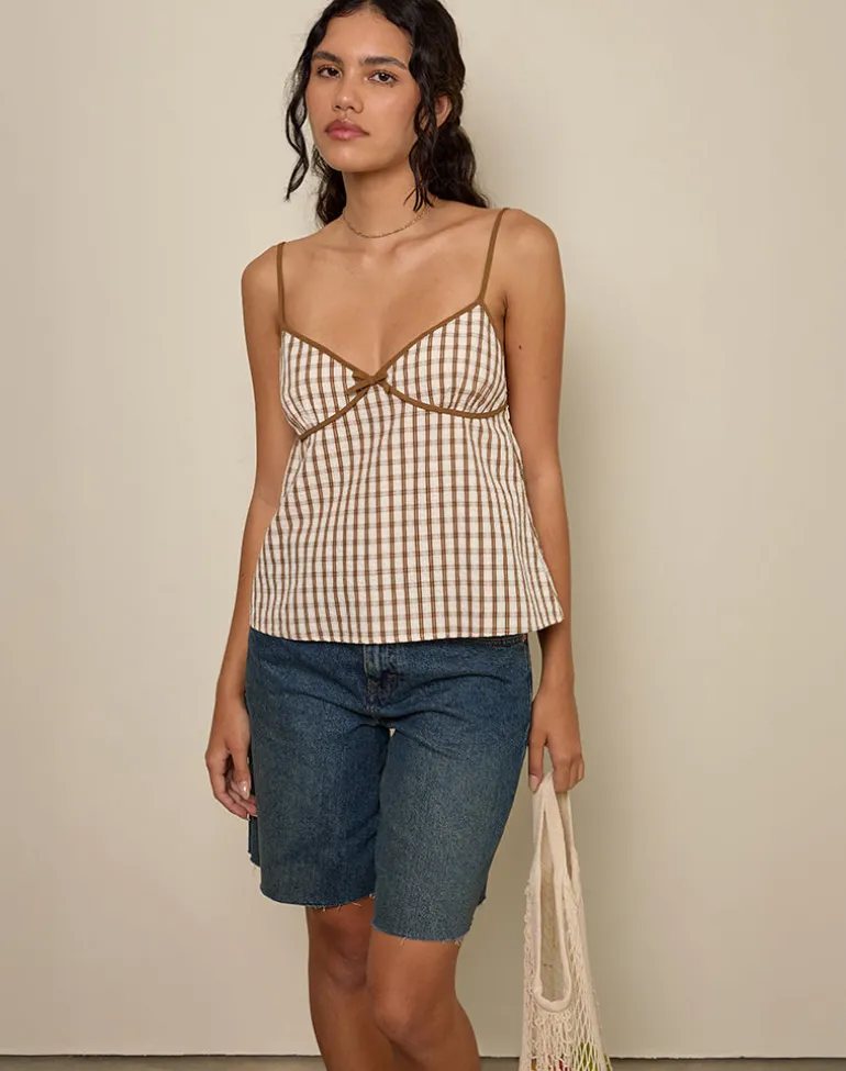 Milota Cami Top in Brown Check