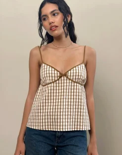 Milota Cami Top in Brown Check
