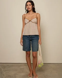 Milota Cami Top in Brown Check
