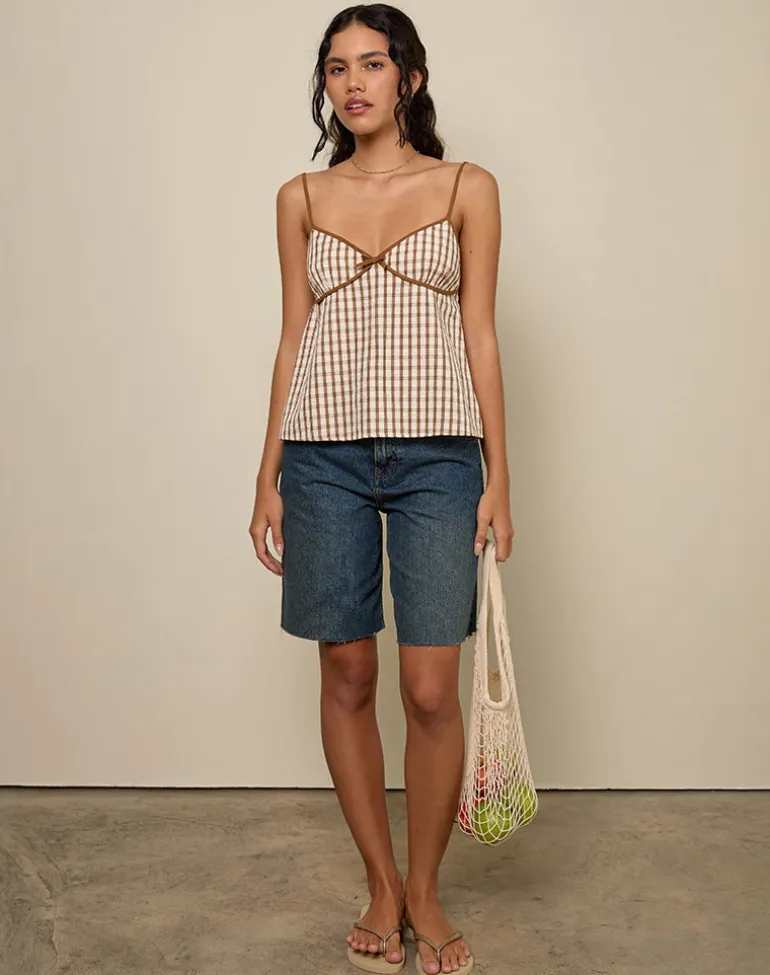 Milota Cami Top in Brown Check