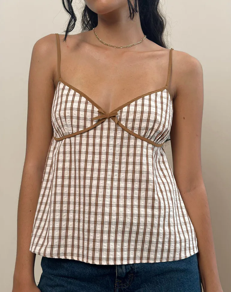 Milota Cami Top in Brown Check
