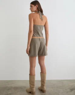 Miluta Short in Tailoring Dark Beige