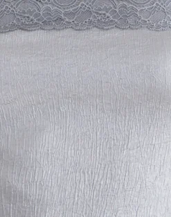 Minae Bandeau Top with Lace Trim in Satin Silver Shimmer