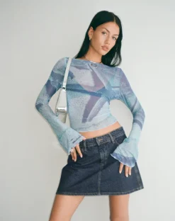 Mini A-Line Skirt in Denim Indigo