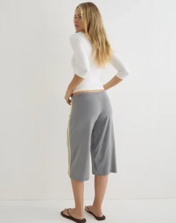 Mino Capri Trouser in Grey with Lemon Yellow Binding