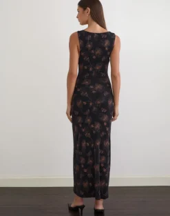 Minso Maxi Dress in Black with Bronze Shimmer