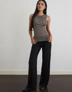 Miraya Top in Studded Sheer Knit Iron