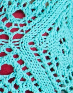 Mirea Shrug Top in Crochet Knit Aqua Sky