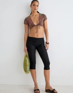 Mirea Shrug Top in Sequin Knit Dark Brown