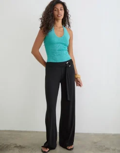 Mirelda Halterneck Top in Lurex Blue