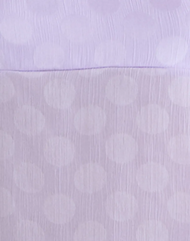 Mirelle Handkerchief Cami Top in Chiffon Lilac Polka Dot