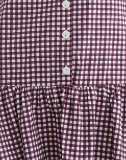 Miriam Midi Dress in Mini Gingham Wine