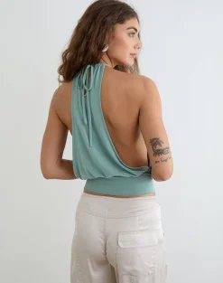 Miruna Halterneck Top in Aqua Grey