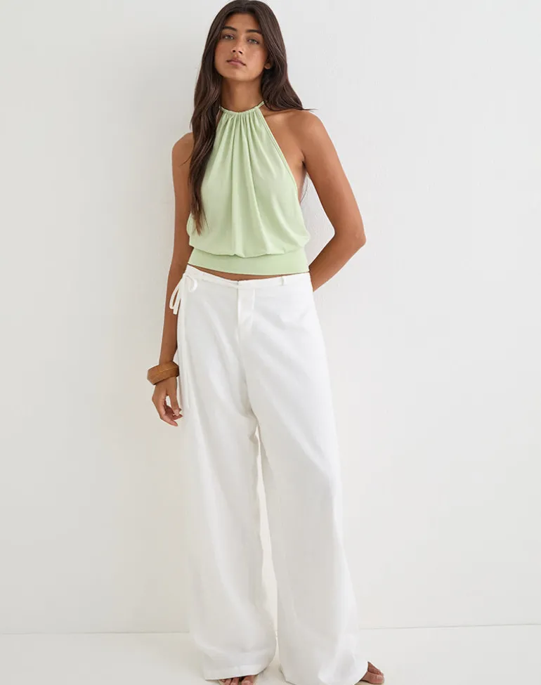 Miruna Halterneck Top in Pistachio