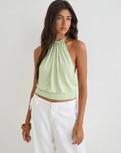 Miruna Halterneck Top in Pistachio