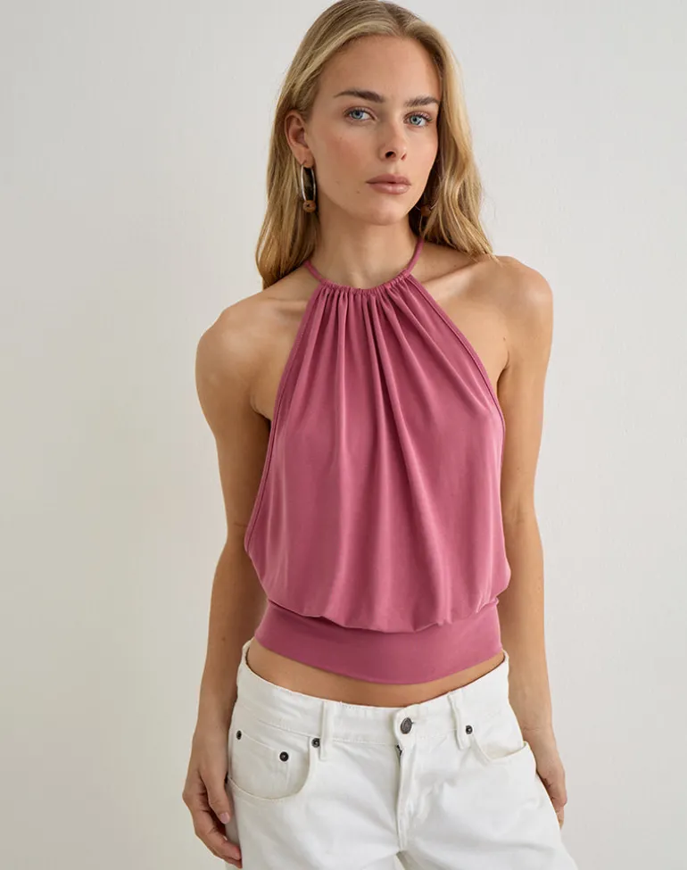 Miruna Halterneck Top in Raspberry
