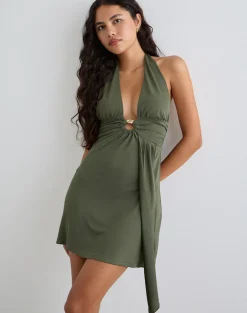 Miyoko Halter Mini Dress in Green