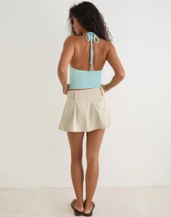 Mobley Mini Skirt in Cotton Twill Latte