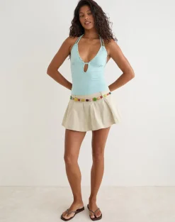 Mobley Mini Skirt in Cotton Twill Latte