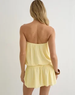 Moka Mini Dress in Crinkle Butter Yellow